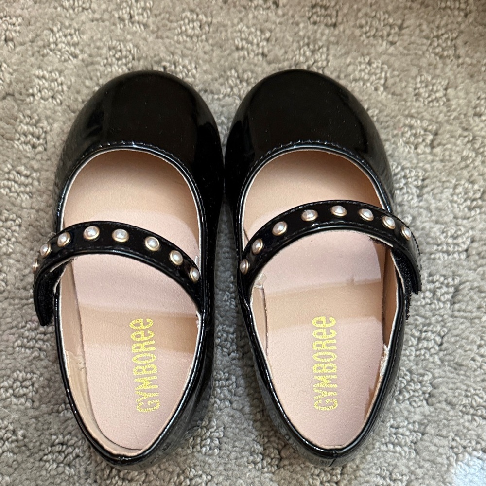 Gymboree Black Patent Mary Janes with Pearl-Stud Strap